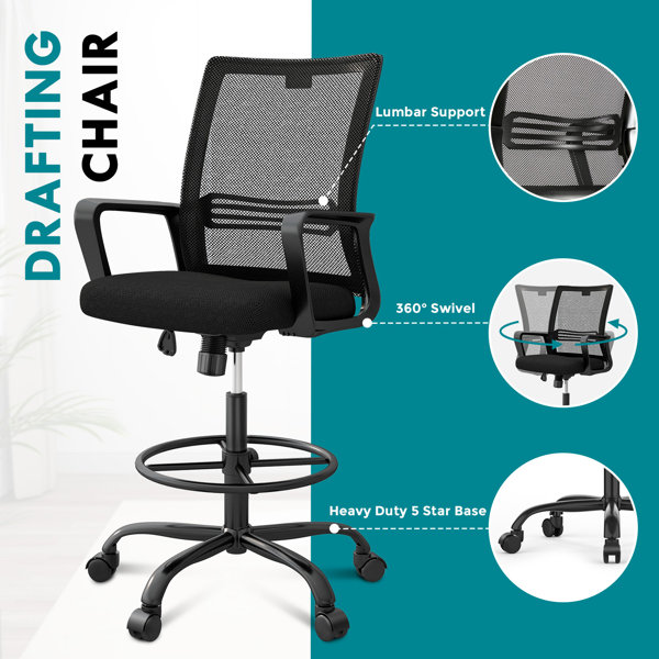 Inbox Zero Jennevy Drafting Chair Tall Home Office Standing Desk